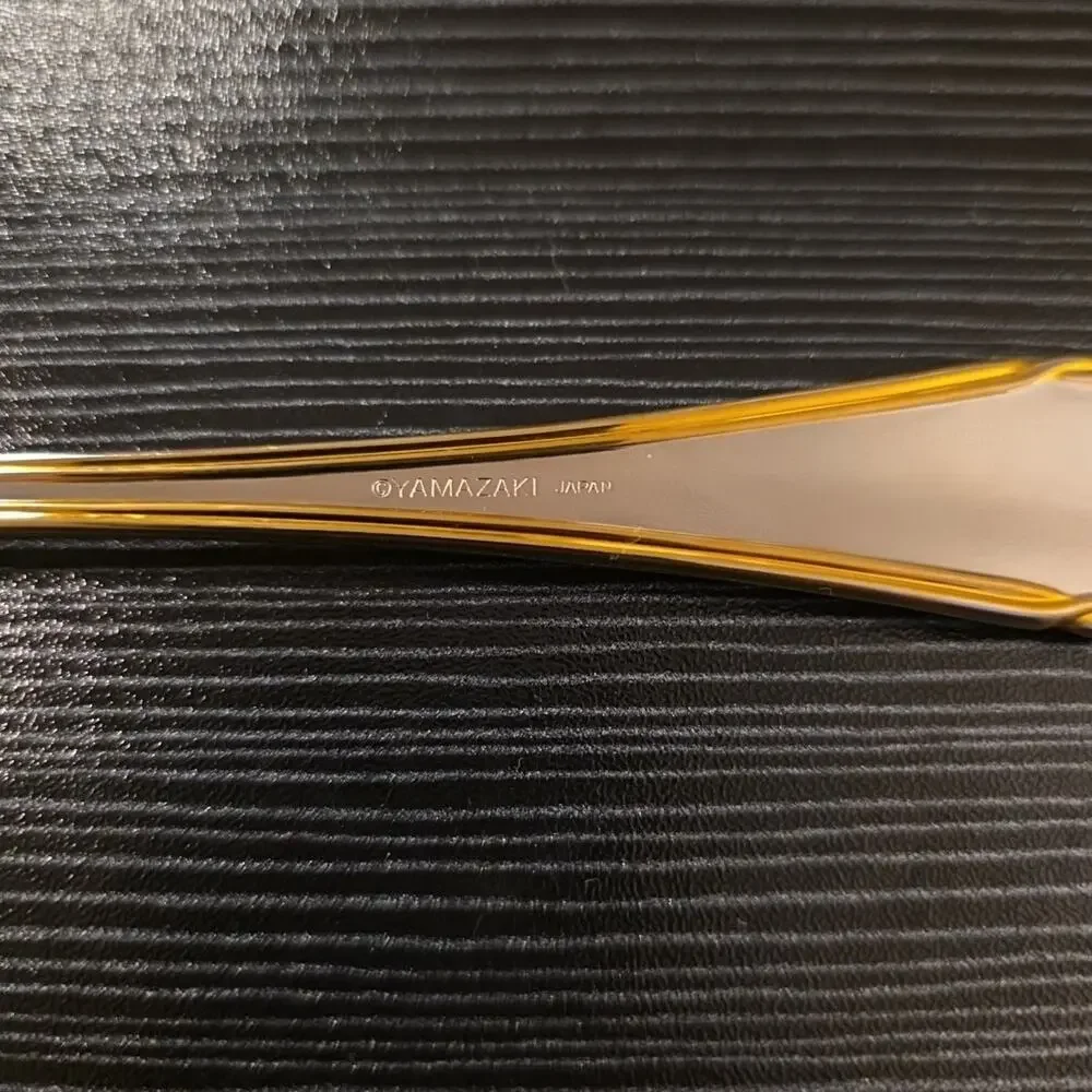 Vintage Tasha Yamazaki Gold Accent Stainless Flatware 5 PC Place Setting discont